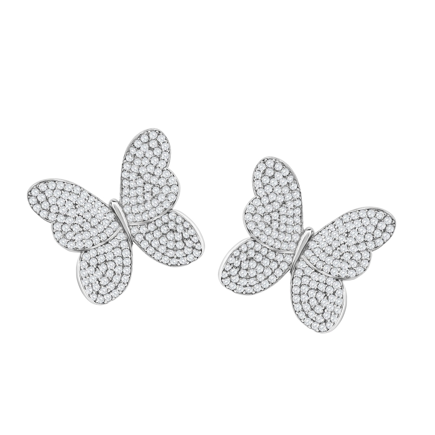 Suzy Levian White Sterling White Cubic Zirconia Butterfly Earrings