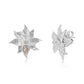 Suzy Levian White Sterling Silver White Cubic Zirconia Large Pave Flower Earrings