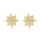 Suzy Levian Yellow Sterling Silver White Cubic Zirconia Large Pave Flower Earrings