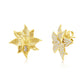 Suzy Levian Yellow Sterling Silver White Cubic Zirconia Large Pave Flower Earrings