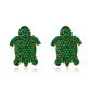 Suzy Levian Yellow Sterling Silver Green Cubic Zirconia Turtle Earrings