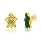 Suzy Levian Yellow Sterling Silver Green Cubic Zirconia Turtle Earrings