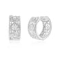 Suzy Levian White Sterling Silver & White Cubic Zirconia Cutout Huggie Hoop Earrings