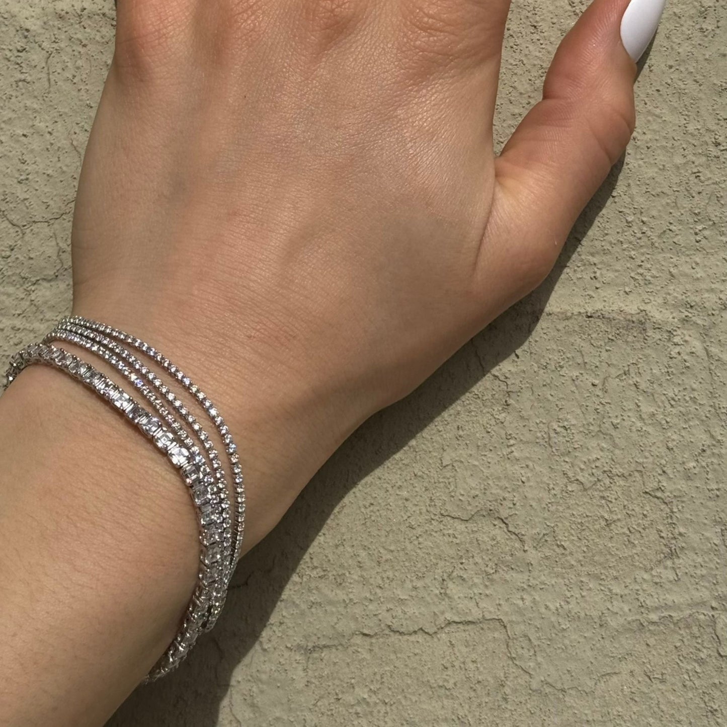 Suzy Levian White Sterling Silver 3 Strand Cubic Zirconia Bracelet