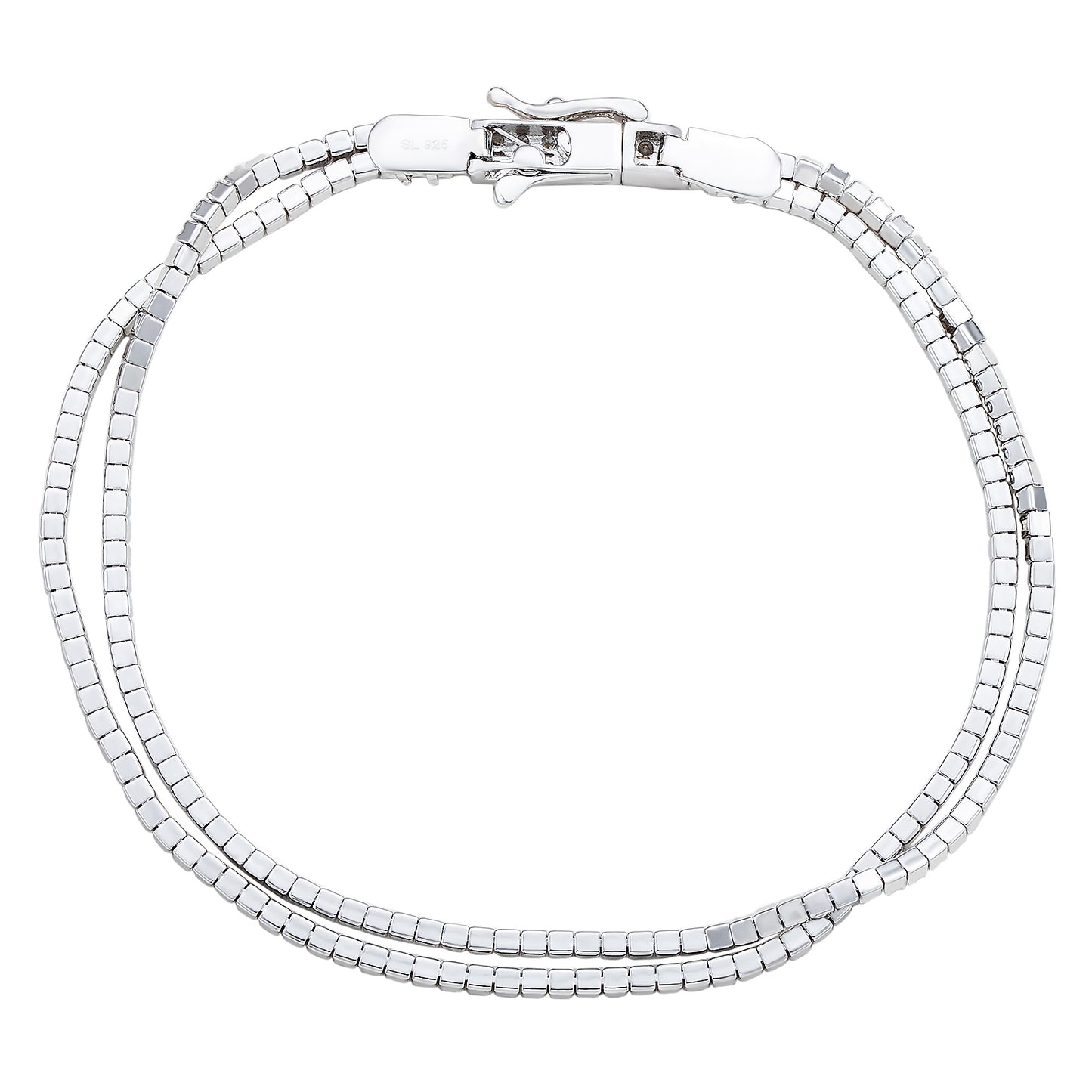 Suzy Levian White Sterling Silver 2 Strand Cubic Zirconia Bracelet
