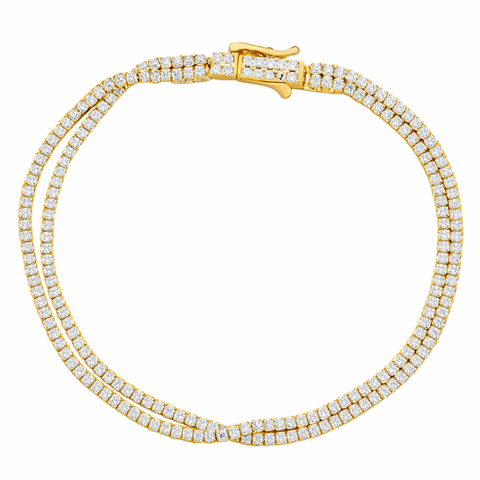 Suzy Levian Yellow Sterling Silver 2 Strand Cubic Zirconia Bracelet