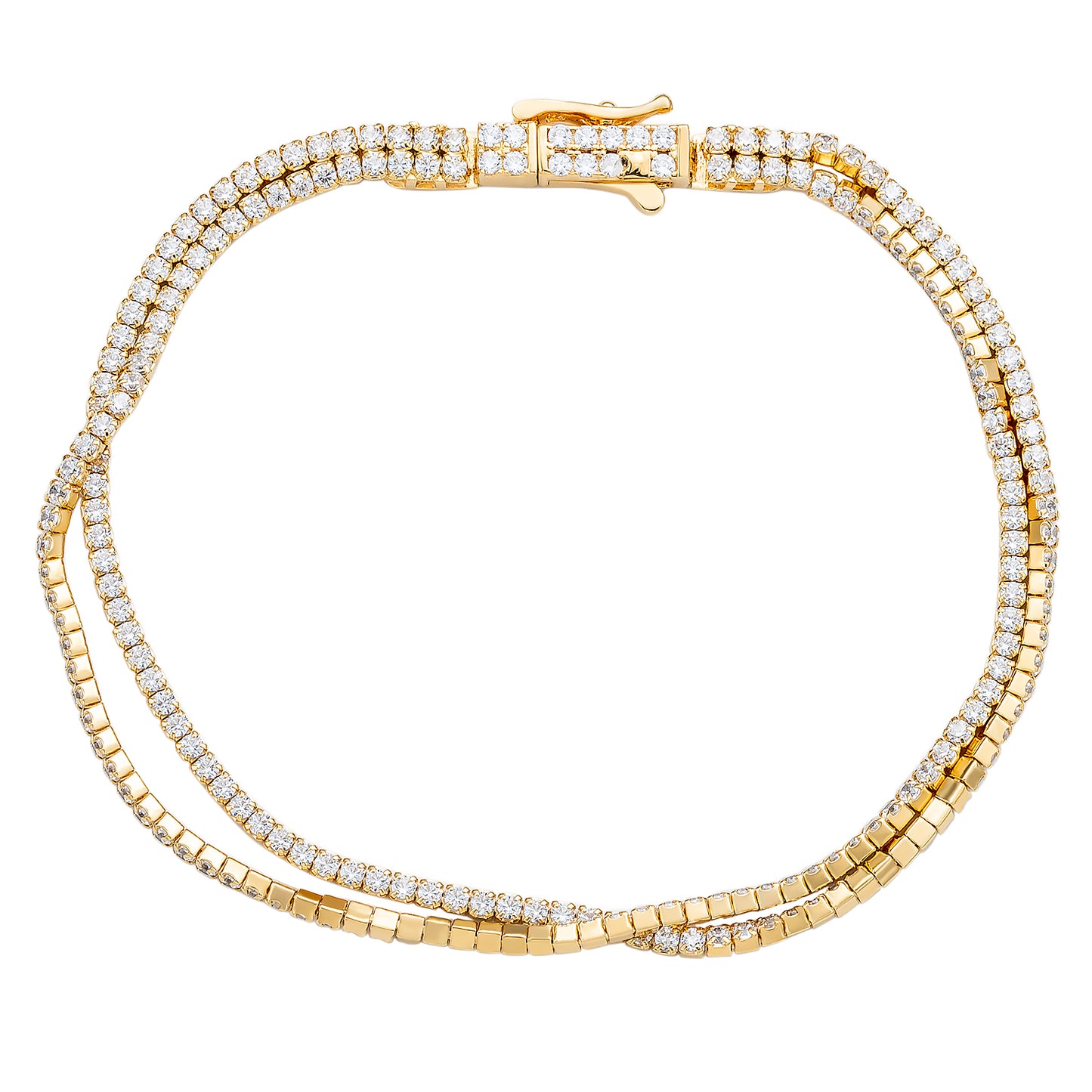 Suzy Levian Yellow Sterling Silver 2 Strand Cubic Zirconia Bracelet