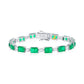Suzy Levian Sterling Silver Gala Green Emerald Cut White Cubic Zirconia Tennis Bracelet
