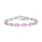 Suzy Levian Sterling Silver Gala Pink Emerald Cut White Cubic Zirconia Tennis Bracelet