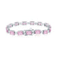 Suzy Levian Sterling Silver Gala Pink Emerald Cut White Cubic Zirconia Tennis Bracelet