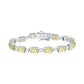 Suzy Levian Sterling Silver Gala Yellow Emerald Cut White Cubic Zirconia Tennis Bracelet