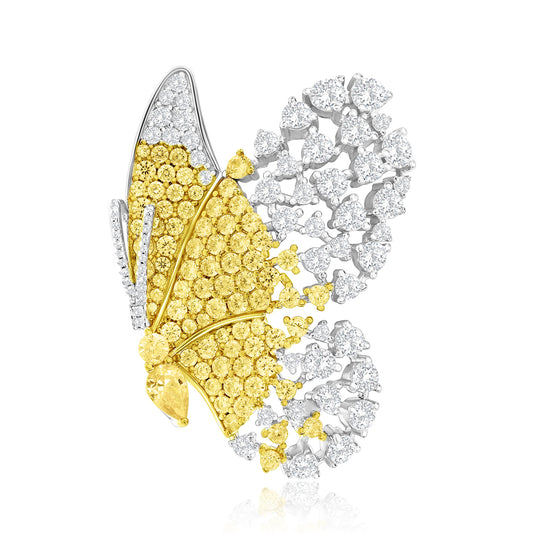Suzy Levian Sterling Silver Yellow & White Cubic Zirconia Oversized Butterfly Brooch