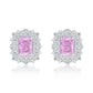 Suzy Levian Sterling Silver Gala Firework Emerald Cut Pink & White Cubic Zirconia Cluster Earrings