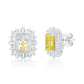Suzy Levian Sterling Silver Gala Firework Emerald Cut Yellow & White Cubic Zirconia Cluster Earrings