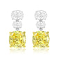 Suzy Levian Sterling Silver Gala Firework Cushion Cut Yellow & Oval White Cubic Zirconia Drop Earrings