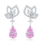 Suzy Levian Sterling Silver Gala Firework Pink Pear Shape Cubic Zirconia Drop Earrings