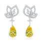 Suzy Levian Sterling Silver Gala Firework Yellow Pear Shape Cubic Zirconia Drop Earrings