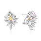Suzy Levian Sterling Silver Gala Firework Large Emerald Cut Pink & White Cubic Zirconia Cluster Earrings
