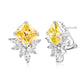 Suzy Levian Sterling Silver Gala Firework Large Emerald Cut Yellow & White Cubic Zirconia Cluster Earrings