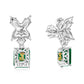 Suzy Levian Sterling Silver Gala Large Emerald Cut Green & White Cubic Zirconia Cluster Drop Earrings