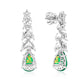 Suzy Levian Sterling Silver Gala Large Pear Shape Green & White Cubic Zirconia Cluster Drop Earrings