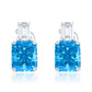 Suzy Levian Sterling Silver Gala Firework Emerald Cut Aqua & White Cubic Zirconia Earrings