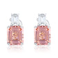 Suzy Levian Sterling Silver Gala Emerald Cut Pink & White Cubic Zirconia Earrings