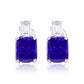 Suzy Levian Sterling Silver Gala Firework Emerald Cut Purple & White Cubic Zirconia Earrings