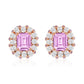 Suzy Levian Sterling Silver Gala Emerald Cut Pink & White Cubic Zirconia Multi-Cut Two-Tone Earrings