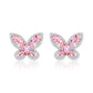 Suzy Levian Sterling Silver Gala Pink & White Cubic Zirconia Pave Butterfly Cluster Earrings