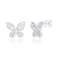 Suzy Levian Sterling Silver Gala White Cubic Zirconia Pave Butterfly Cluster Earrings