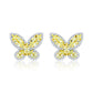 Suzy Levian Sterling Silver Gala Yellow & White Cubic Zirconia Pave Butterfly Cluster Earrings