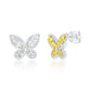 Suzy Levian Sterling Silver Gala Yellow & White Cubic Zirconia Pave Butterfly Cluster Earrings