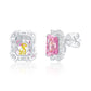 Suzy Levian Sterling Silver Gala Firework Emerald Cut Pink & White Cubic Zirconia Multi-Cut Earrings