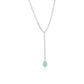 Suzy Levian Sterling Silver Gala Green Pear-Cut & White Cubic Zirconia Lariat Tennis Necklace