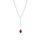 Suzy Levian Sterling Silver Gala Red Pear-Cut & White Cubic Zirconia Lariat Tennis Necklace