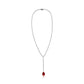 Suzy Levian Sterling Silver Gala Red Pear-Cut & White Cubic Zirconia Lariat Tennis Necklace