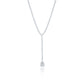 Suzy Levian Sterling Silver Gala White Pear-Cut & White Cubic Zirconia Lariat Tennis Necklace