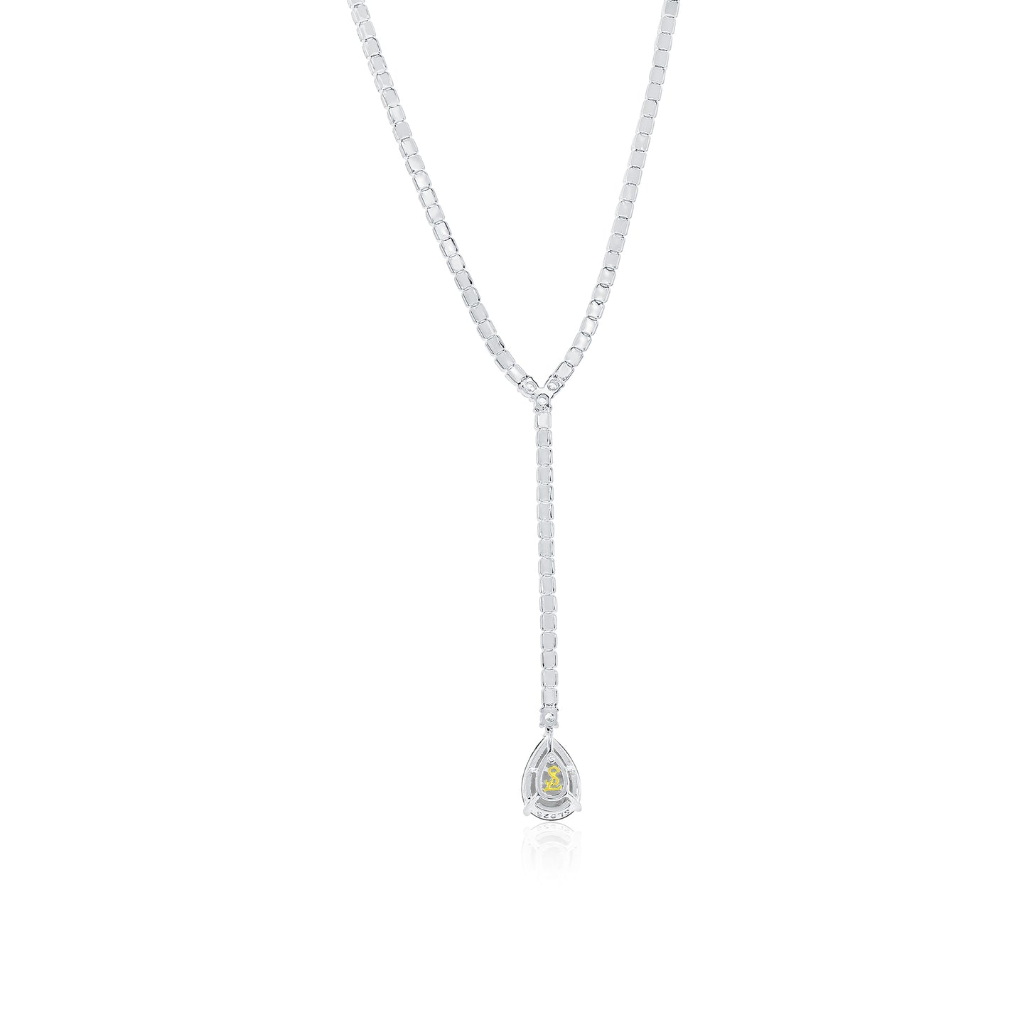 Suzy Levian Sterling Silver Gala White Pear-Cut & White Cubic Zirconia Lariat Tennis Necklace