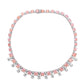 Suzy Levian Sterling Silver Gala Firework Pink & White Multi-Cut Cubic Zirconia Tennis Necklace