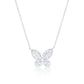 Suzy Levian Sterling Silver Gala Pink & White Cubic Zirconia Pave Butterfly Cluster Necklace