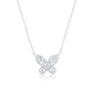 Suzy Levian Sterling Silver White Cubic Zirconia Pave Butterfly Cluster Necklace