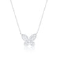 Suzy Levian Sterling Silver White Cubic Zirconia Pave Butterfly Cluster Necklace