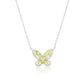 Suzy Levian Sterling Silver Gala Yellow & White Cubic Zirconia Pave Butterfly Cluster Necklace