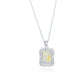 Suzy Levian Sterling Silver Gala Firework Emerald Cut Yellow & White Cubic Zirconia Multi-Cut Pendant Necklace