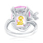 Suzy Levian Sterling Silver Gala Firework Elongated Cushion Cut Pink & White Cubic Zirconia Butterfly Ring
