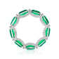 Suzy Levian Sterling Silver Gala Emerald Cut Green Cubic Zirconia Pave U Shape Eternity Band Ring