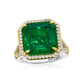 Suzy Levian Sterling Silver Gala Large Emerald Cut Green Cubic Zirconia Pave Engagement Ring