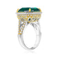 Suzy Levian Sterling Silver Gala Large Emerald Cut Green Cubic Zirconia Pave Engagement Ring