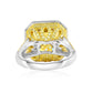 Suzy Levian Sterling Silver Gala Large Emerald Cut Firework Yellow Cubic Zirconia Pave Engagement Ring